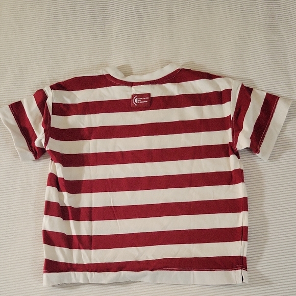 Zara Red and White Striped Short Sleeve Tee - Picture 6 of 7